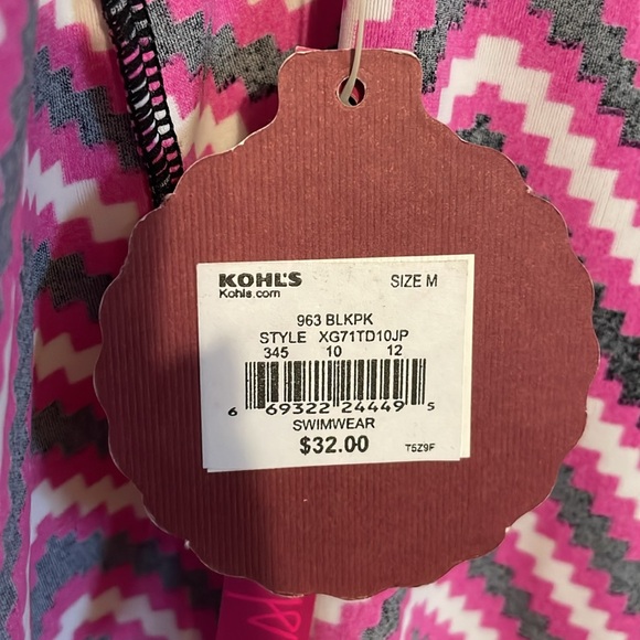 •SO•NWT BLACK/PINK/WHITE BOHO CHEVRON PUSH-UP TANKINI BIKINI TOP SIZE MEDIUM - Picture 6 of 12